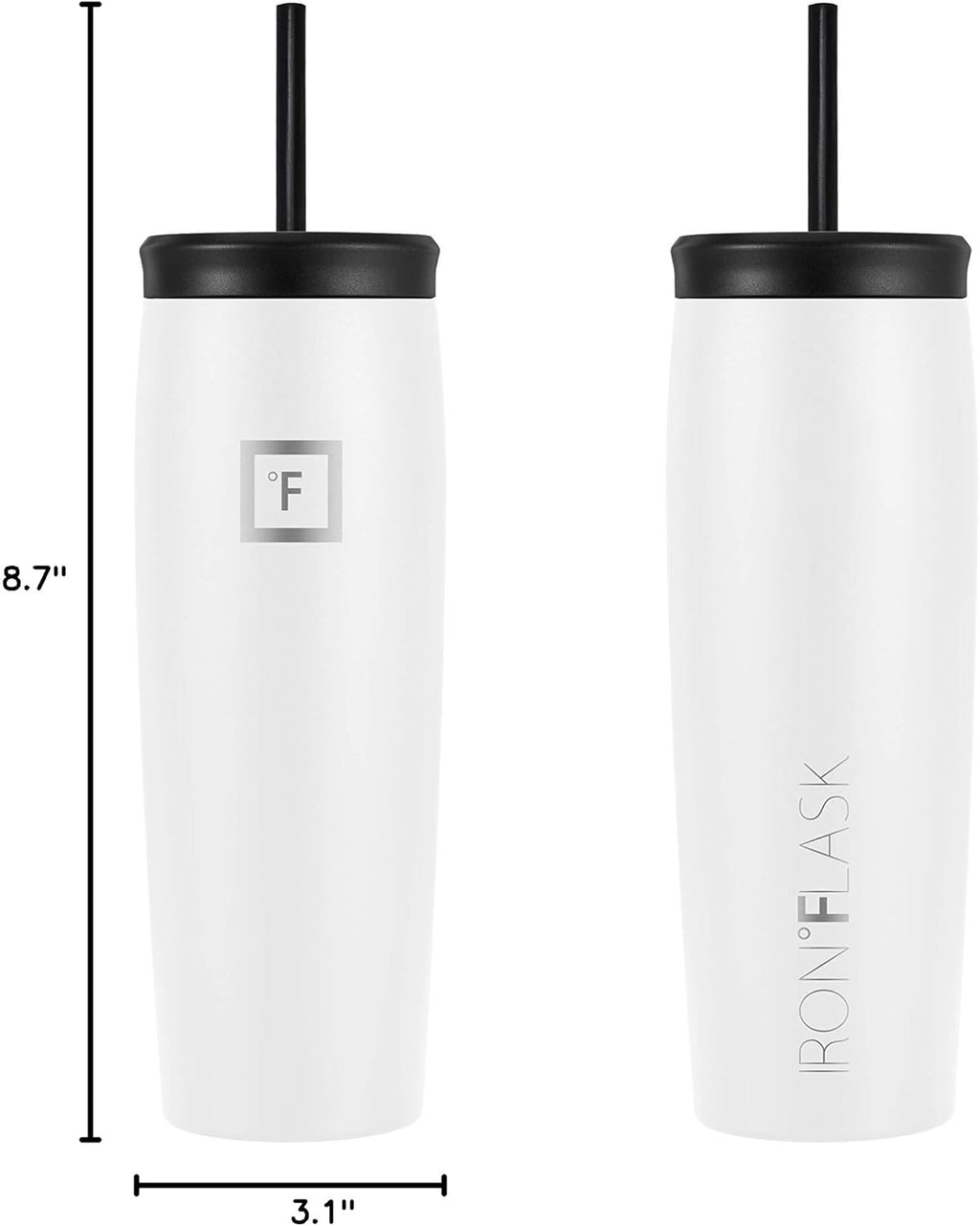 Nomad Tumbler - 2 Lids (Straw/Flip), Vacuum Insulated Stainless Steel Bottle, Double Walled, Drinking Cup, Thermos Coffee Travel Mug, Water - Winter White, 24 Oz