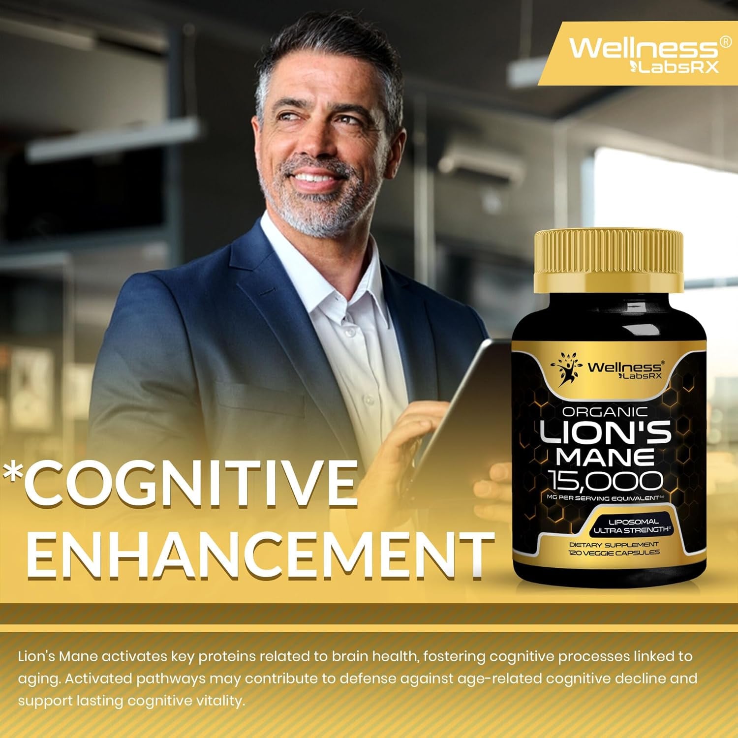 Lions Mane Supplement Capsules - 120 Count - Mushroom Supplement, Brain Suppleme